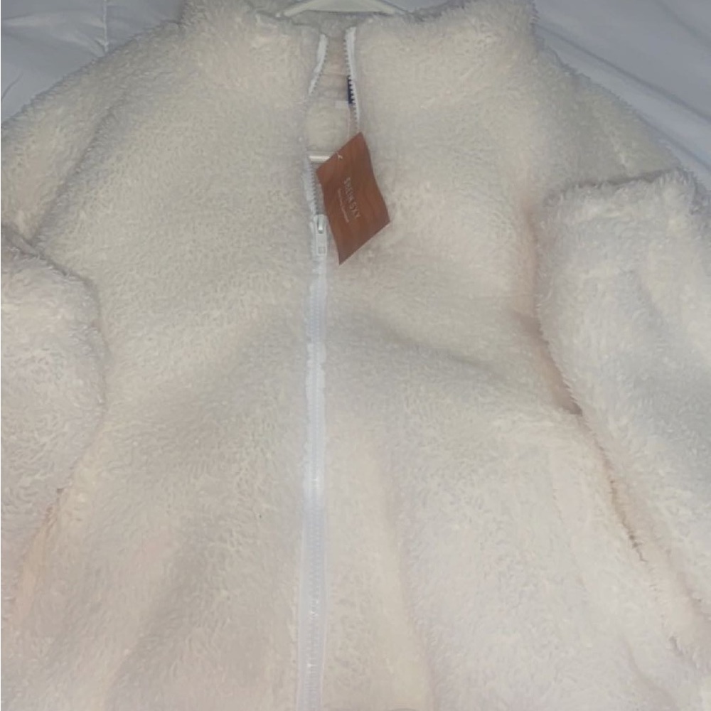 SHEIN cream fuzzy winter jacket